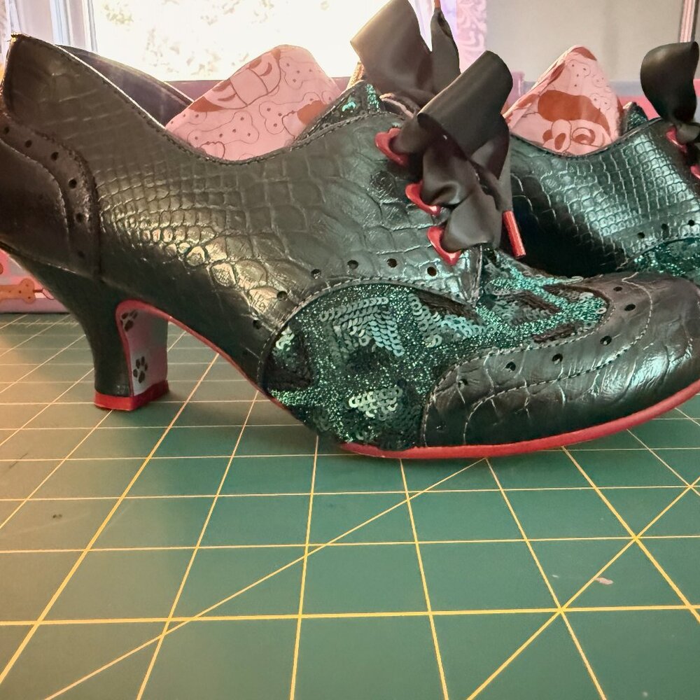 Irregular Choice Emerald Ribbon-Laced Heels Size 40